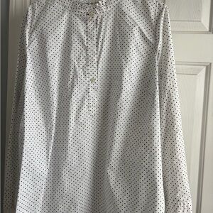 Talbots White Blouse with Black Polka Dots